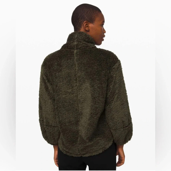 LULULEMON Warmth Restore Dark Olive Green fleece Sherpa XS/S pullover pocket - Picture 2 of 8